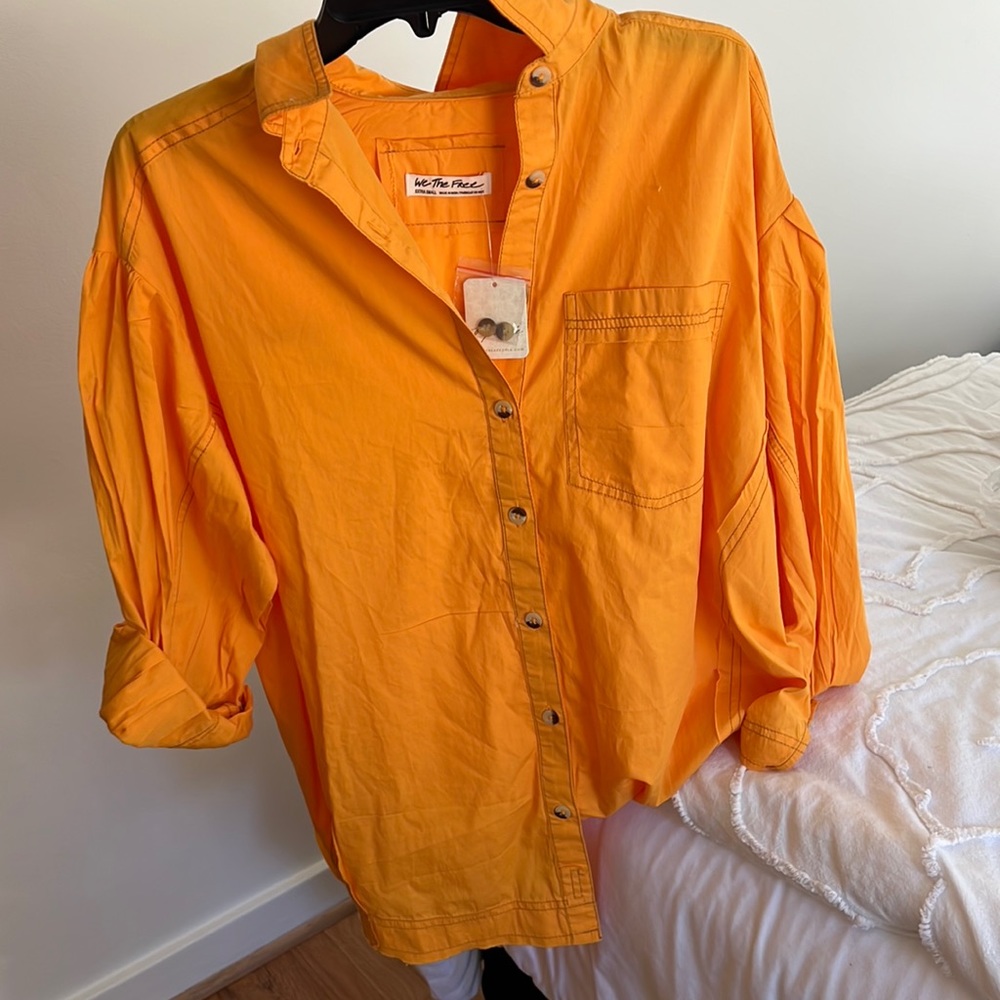 Free People Orange button down size XS